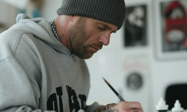 Focused Tattooed Artist