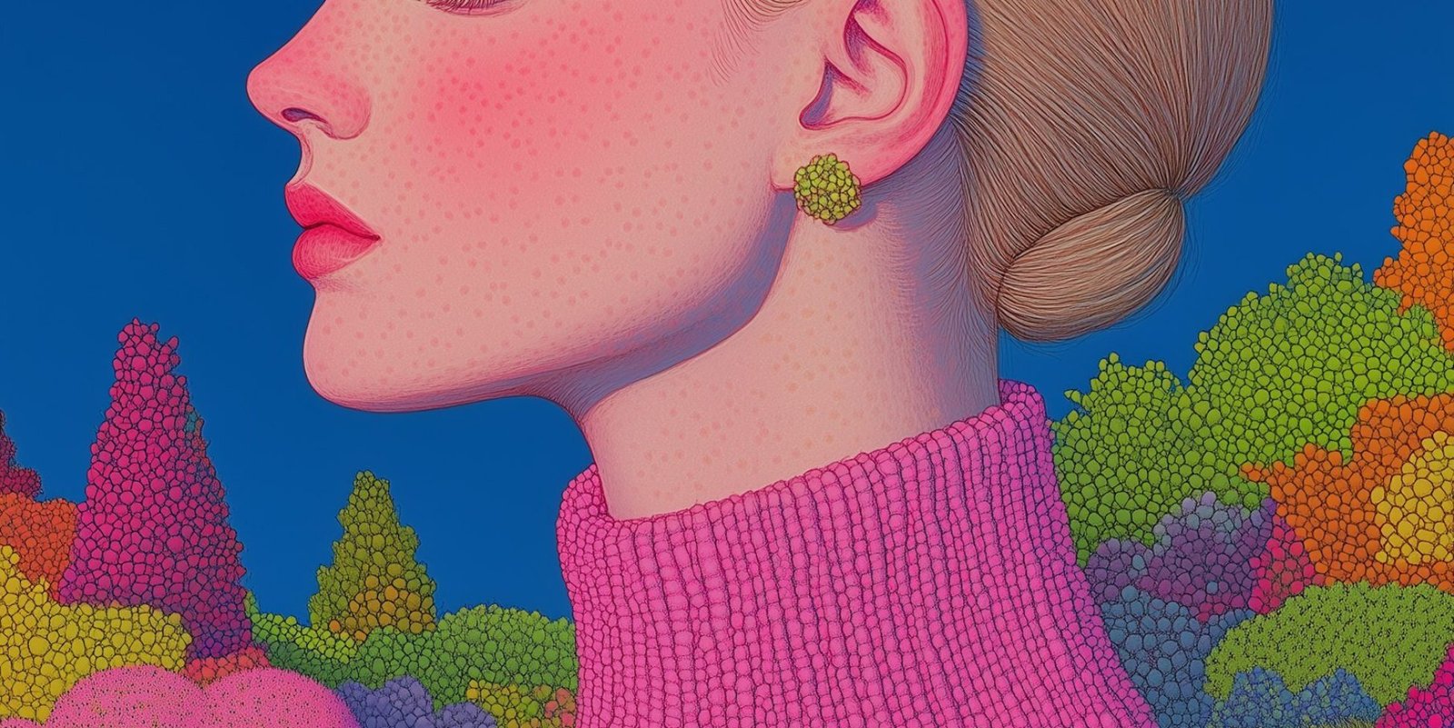 Serene Portrait with Abstract Background